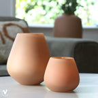 Vase The World waxinelichthouder Tasman XS matte sand, glas, set van 2, Ø12,5 x 11,5 cm