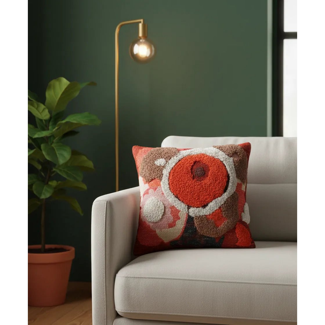 Fiore kussenhoes 45x45 cm, getufte bloemen in multicolour katoen, Urbane Hide