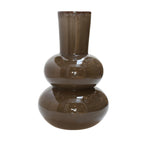 Lindi Elite vaas Ø22 cm, donkerbruin glas met luchtbellen, Vase The World