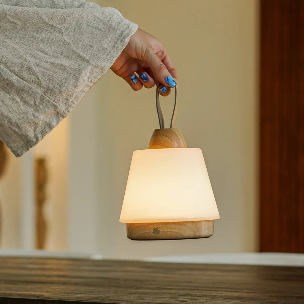 Liv lichtbruine oplaadbare lamp, snoerloos en dimbaar, Ø15 x 16 cm