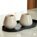 Vase The World waxinelichthouder Tasman XS ivory, glas, set van 2, Ø12,5 x 11,5 cm