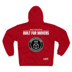 BanziVerhuismateriaal Zip-Up Workwear Hoodie “Built for Movers” – Flaming Red (Unisex)