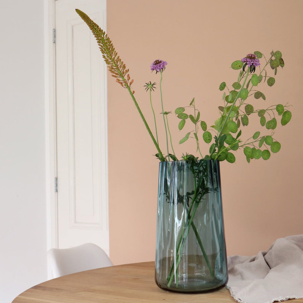 Parana vaas L Ø20 cm, blauw mondgeblazen glas, Vase The World