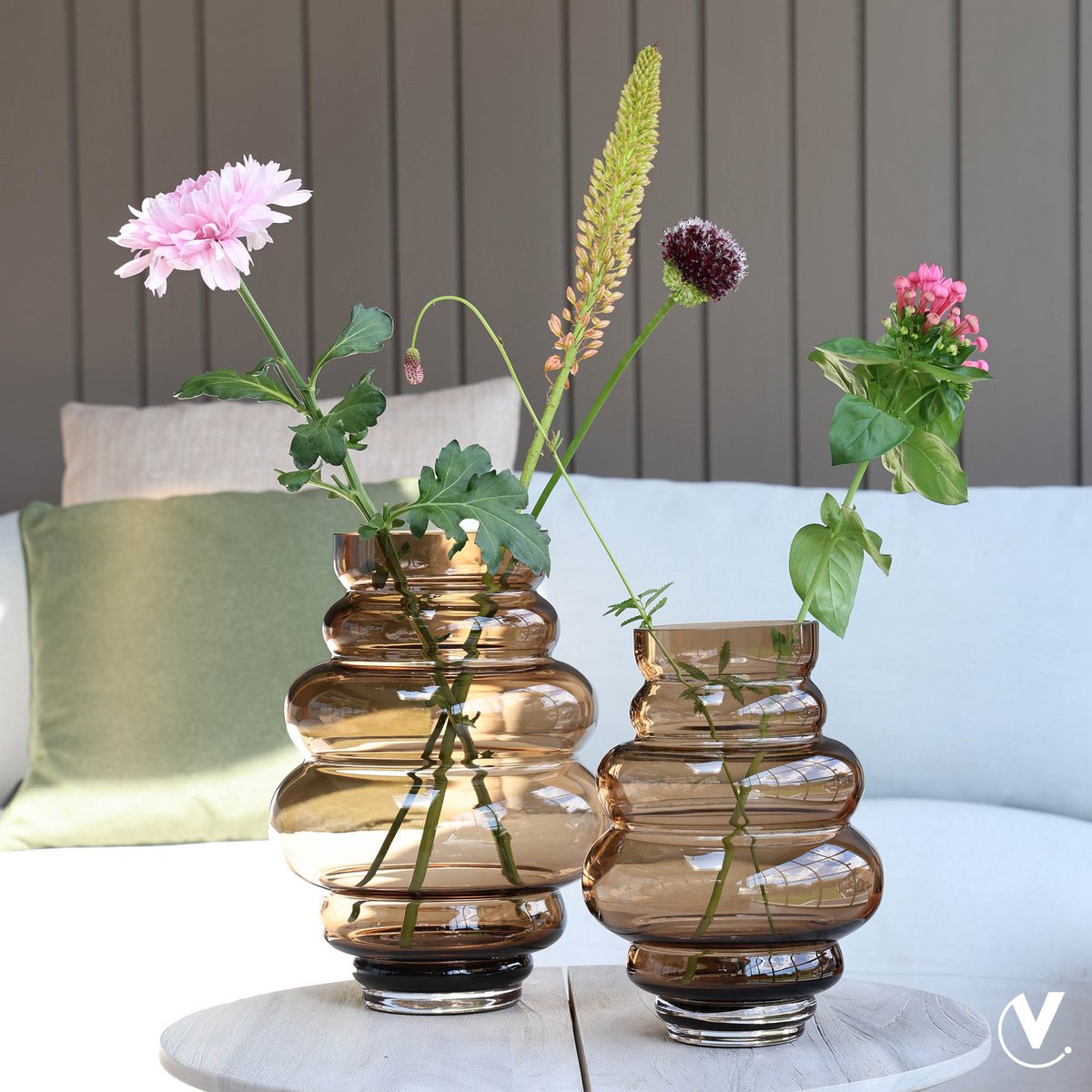 Maputo vaas taupe, mondgeblazen glas, Vase The World
