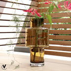 Juba vaas cognac, H40 cm Ø20 cm, mondgeblazen glas, Vase The World