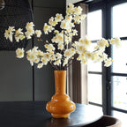 Bolombo Elite vaas, geel mondgeblazen glas met luchtbellen, Vase The World