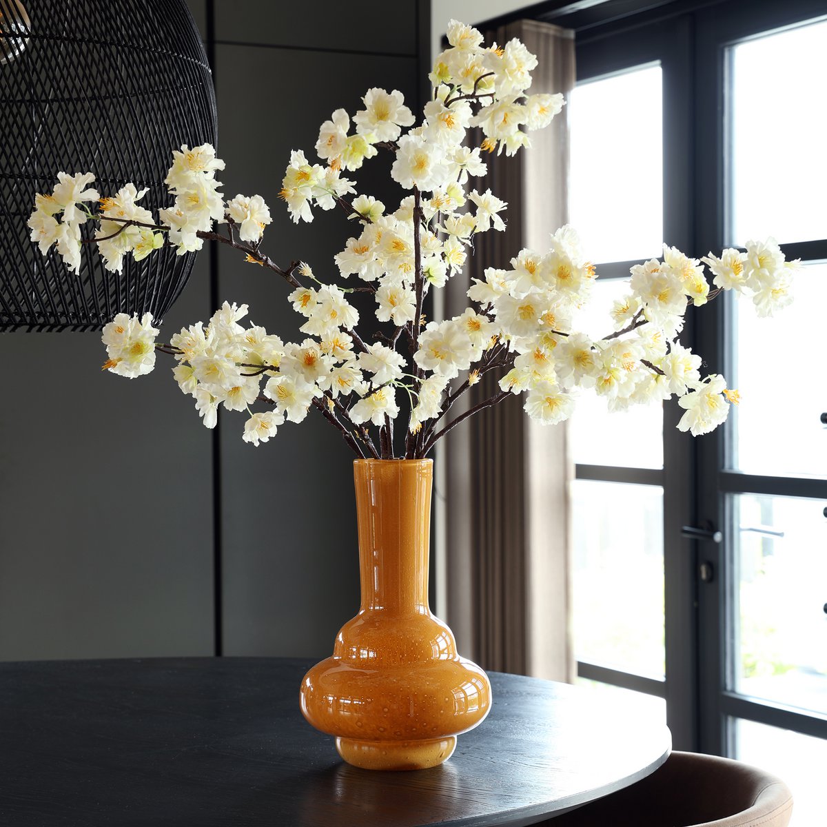 Bolombo Elite vaas, geel mondgeblazen glas met luchtbellen, Vase The World