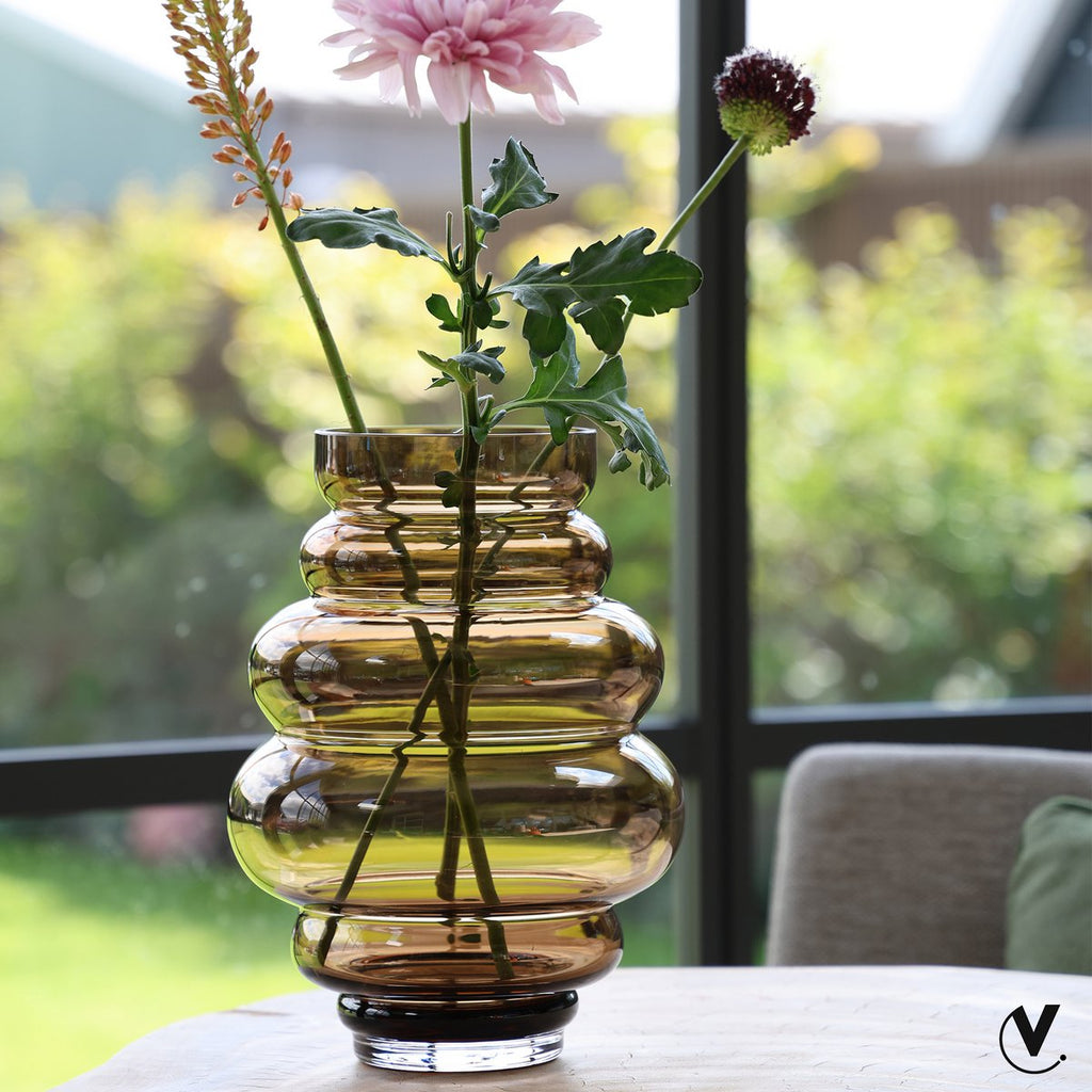 Maputo vaas taupe, mondgeblazen glas, Vase The World