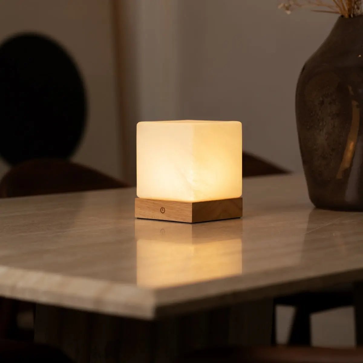 Yce Draadloze Houten Tafellamp Lichtbruin, Dimbaar, USB C