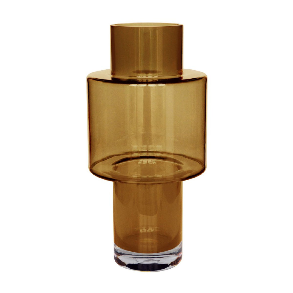 Juba vaas cognac, H40 cm Ø20 cm, mondgeblazen glas, Vase The World