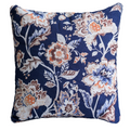 Blauwe bloemen kussenhoes 45x45 cm, katoenen canvas met digitale print, Urbane Hide