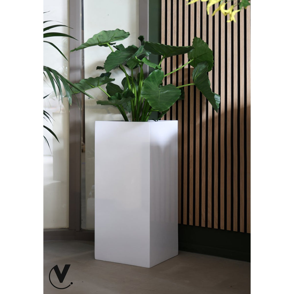 Zuil en Plantenbak Mont Blanc, Pearl Shiny White, Dubbelzijdig, Vase The World