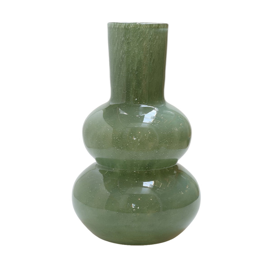 Lindi Elite vaas Ø22 cm, groen glas met luchtbellen, Vase The World