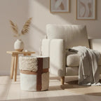 Urbane Hide TextureGrid opbergmand katoen, beige en bruin, Ø25 x 30 cm