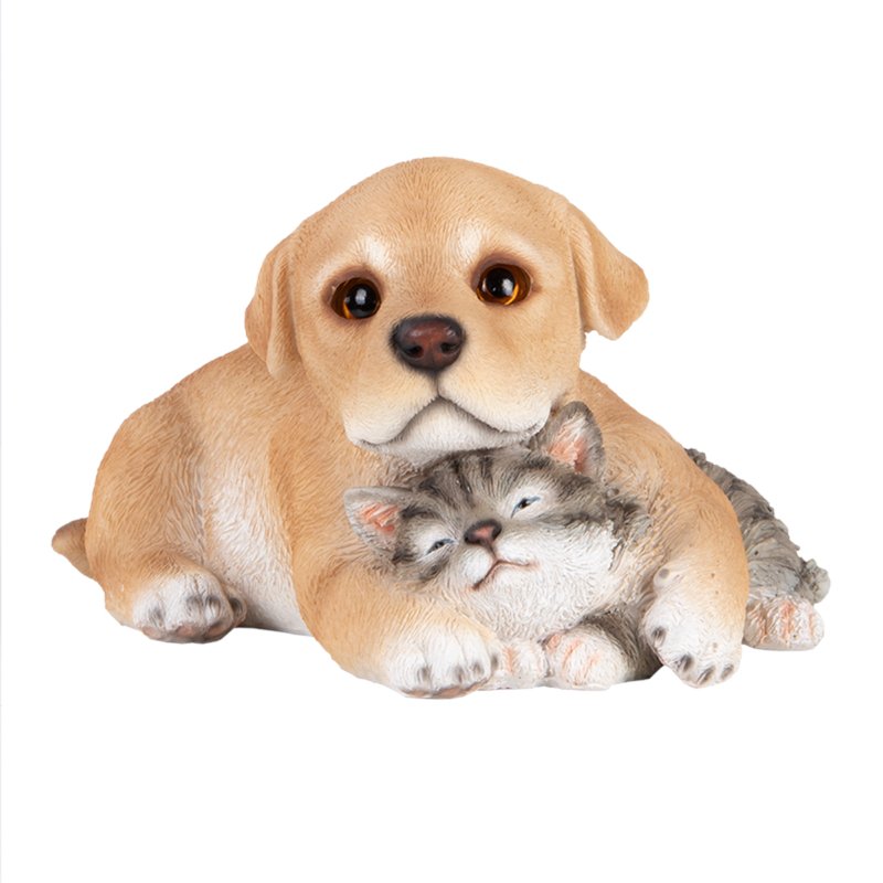 Esschert Design Tuinbeeld Pup met Kitten, Polyresin
