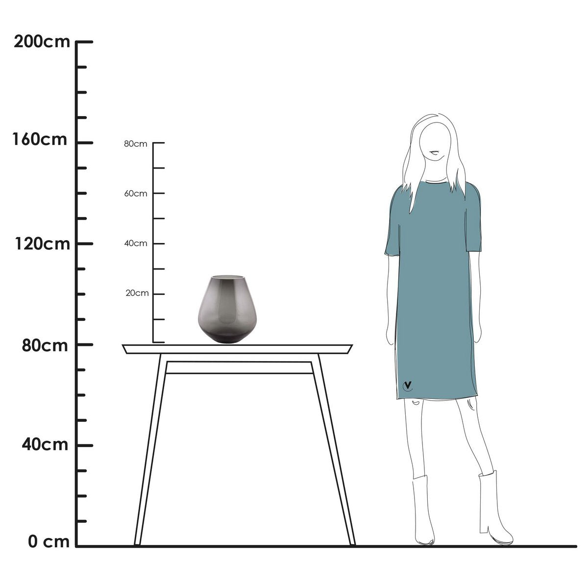 Tasman vaas grey, mondgeblazen glas, Vase The World