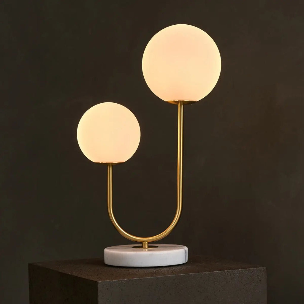 Giorgia marmeren tafellamp met gouden details en 2 lichtpunten, Ø27 x 45 cm