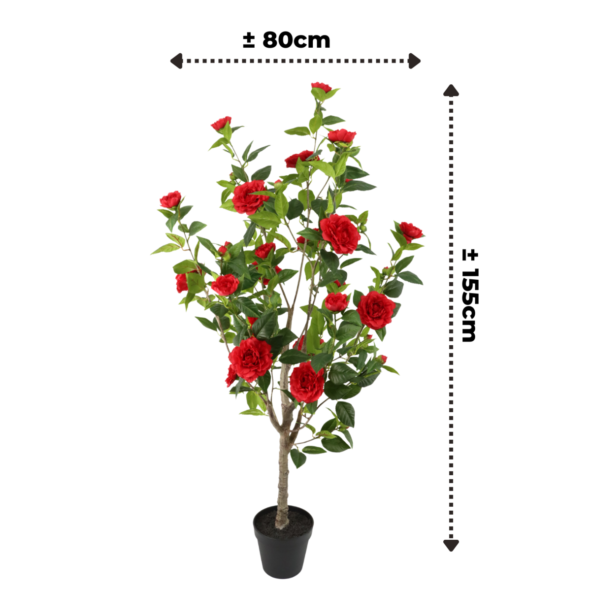 Japanse Roos Kunstplant 155 cm (Camellia), Rood