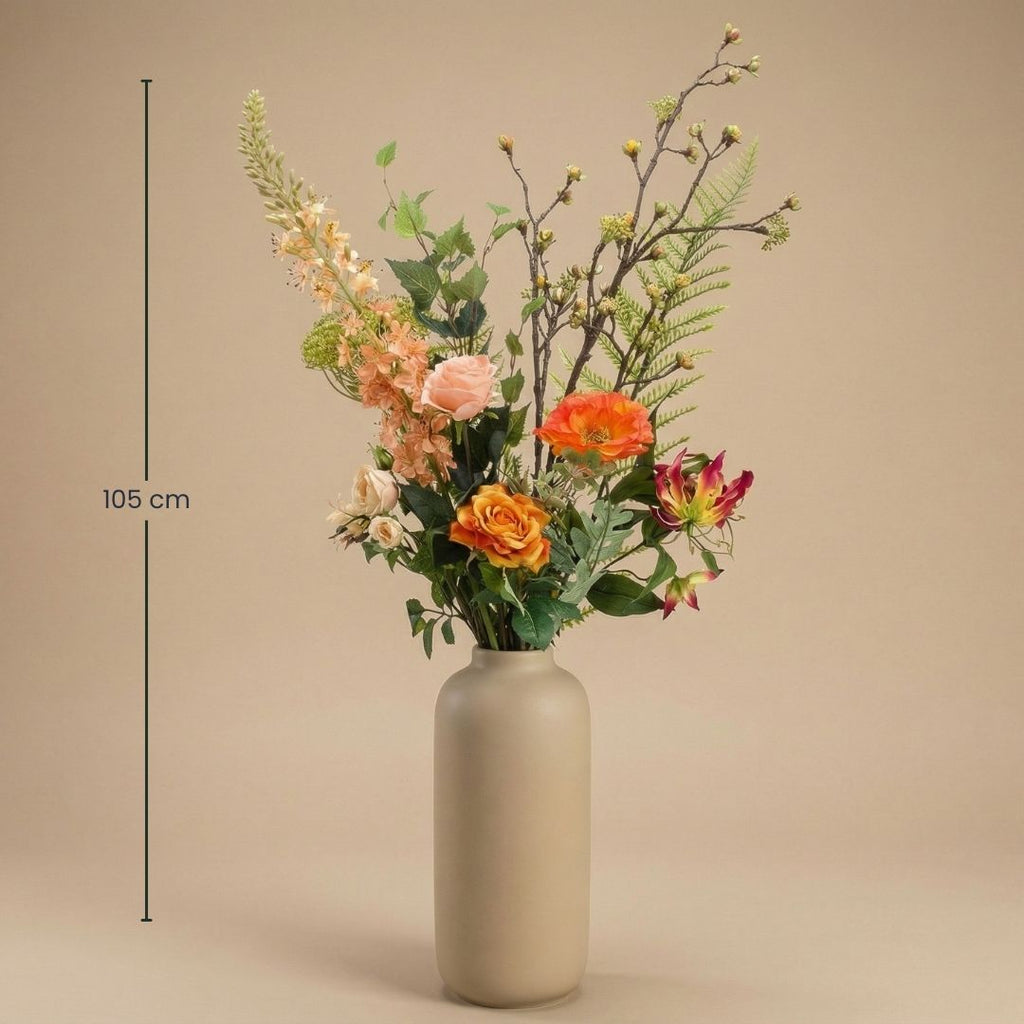 Artificial Flower Bouquet - Amber Peach Deluxe - Real Touch - 12 Stems - ↑ 105 Cm