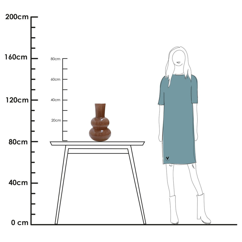 Lindi Elite vaas Ø22 cm, bruin glas met luchtbellen, Vase The World