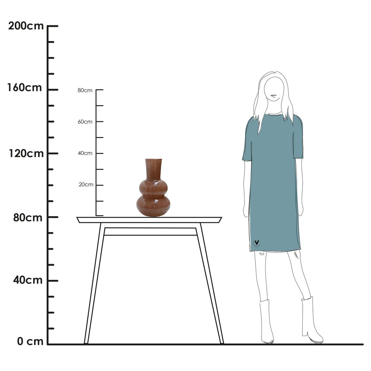 Lindi Elite vaas Ø22 cm, bruin glas met luchtbellen, Vase The World