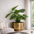 Plantenpot Uyuni Aged Brass, Geborstelde Bronslook, Maten: Ø40 x H35 cm /of/ Ø60 x H35 cm /of/ Ø80 x H55 cm, Vase The World