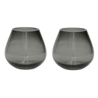 Vase The World waxinelichthouder Tasman XS grey, glas, set van 2, Ø12,5 x 11,5 cm