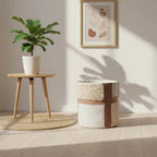 Urbane Hide TextureGrid opbergmand katoen, beige en bruin, Ø25 x 30 cm