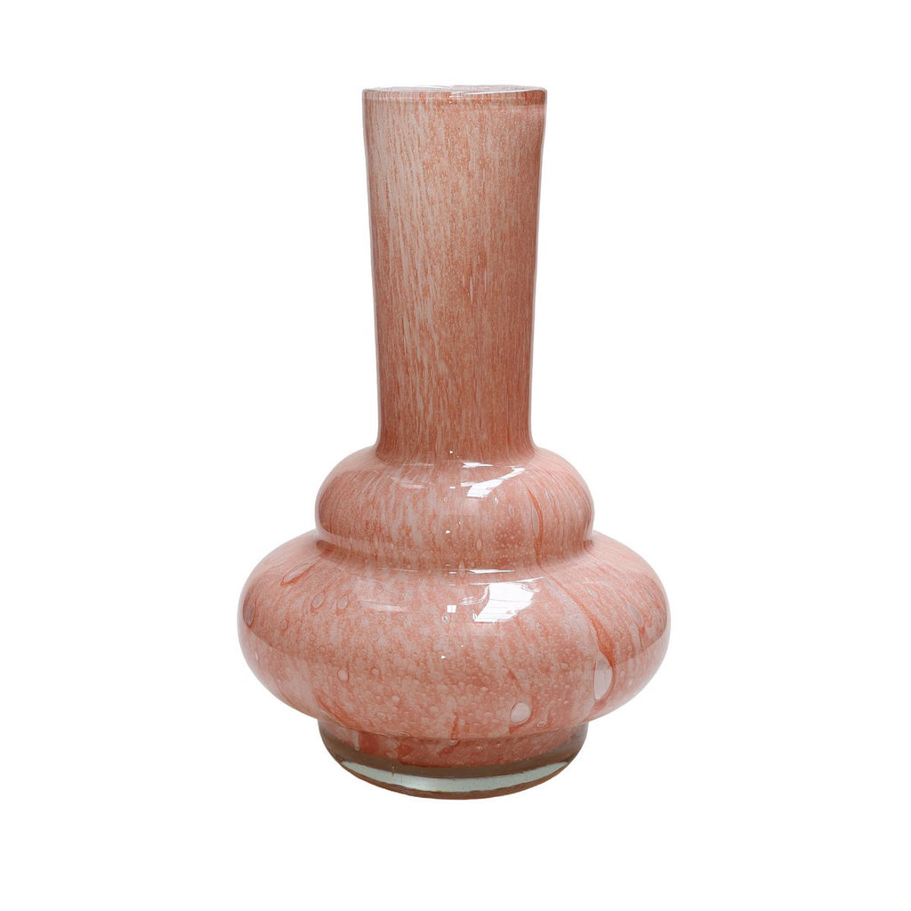 Bolombo Elite vaas, roze mondgeblazen glas met luchtbellen, Vase The World