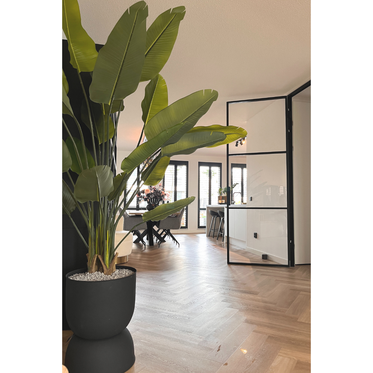 Strelitzia kunstplant 180 cm, grote kunstplant met realistische bladeren