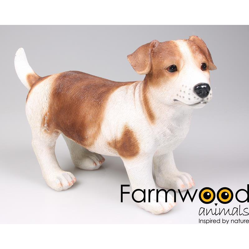 Tuinbeeld hond Jack Russel bruin, 39 cm