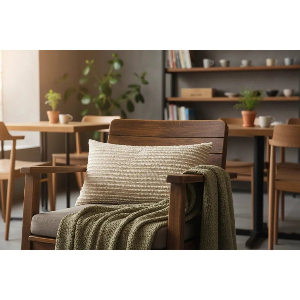 Stravon lumbalkussenhoes 35x50 cm, beige strepen en textuur, Urbane Hide