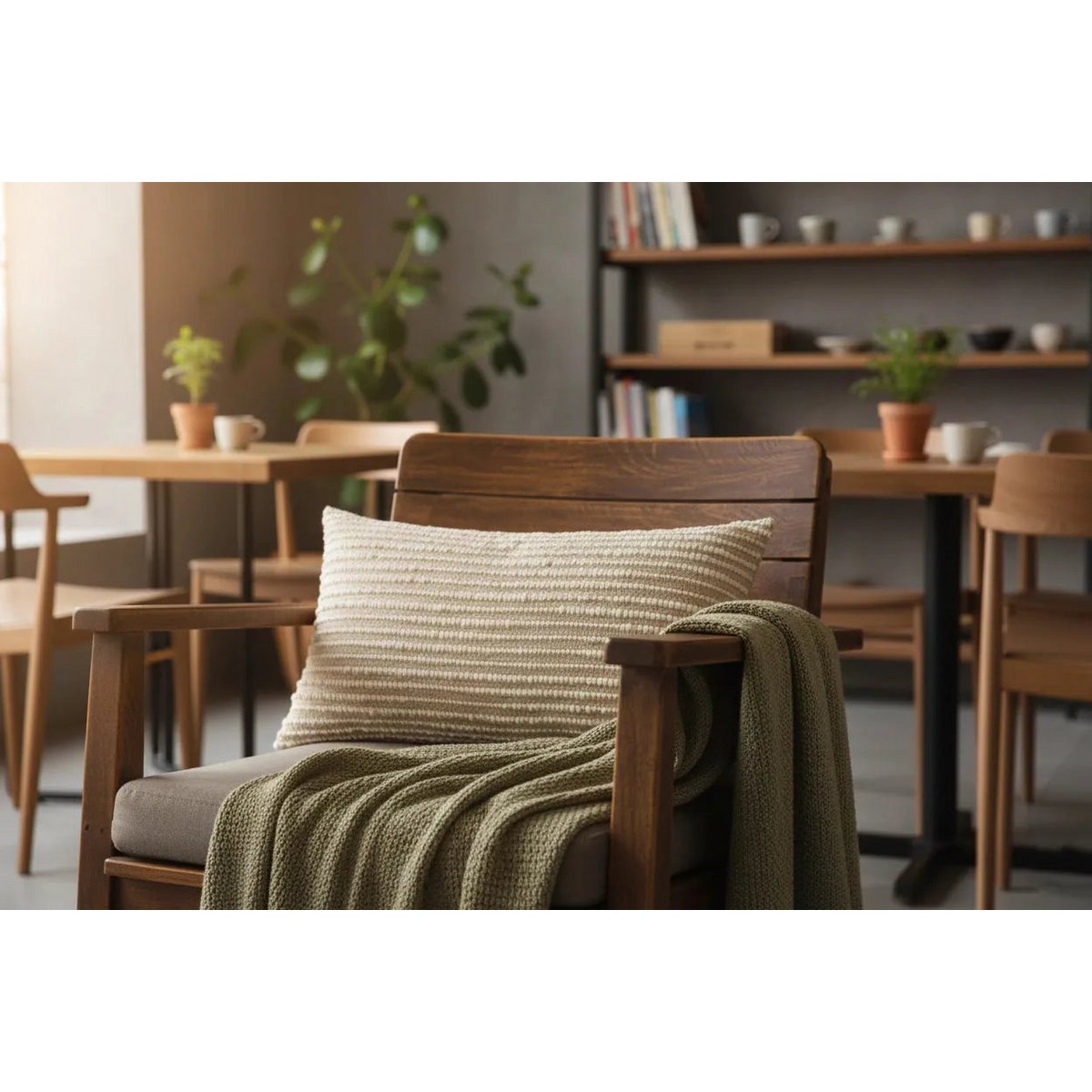 Stravon lumbalkussenhoes 35x50 cm, beige strepen en textuur, Urbane Hide