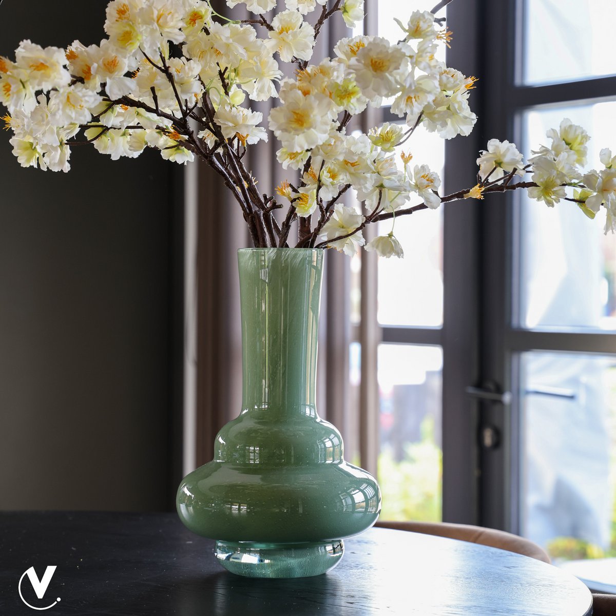 Bolombo Elite vaas, groen glas met luchtbellen, Vase The World