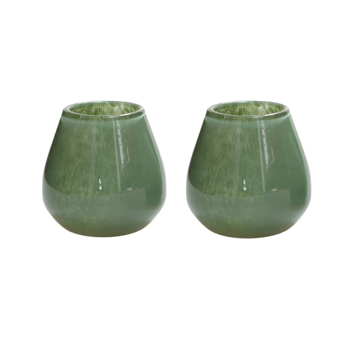Vase The World waxinelichthouder Tasman Elite XS green, glas, set van 2, Ø12,5 x 11,5 cm