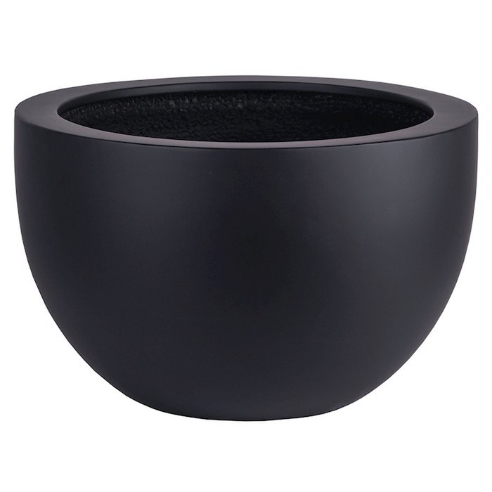 Plantenpot Louisiana Black, Fiberstone, Vase The World - 2 maten: Ø45 x H28 cm /of/ Ø60 x H38 cm