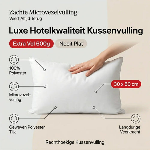 Binnenkussen 30x50 cm, microvezel vulling 600 g, wit polyester, Urbane Hide