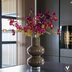Alima Elite vaas, donkerbruin glas met luchtbellen, Vase The World