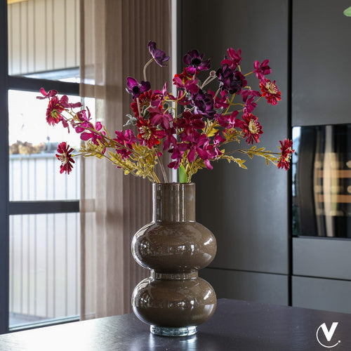 Alima Elite vaas, donkerbruin glas met luchtbellen, Vase The World