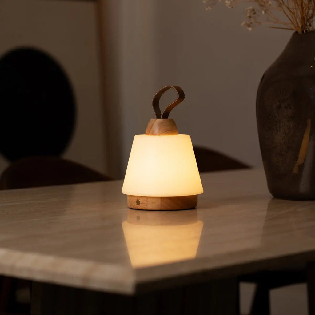 Liv lichtbruine oplaadbare lamp, snoerloos en dimbaar, Ø15 x 16 cm