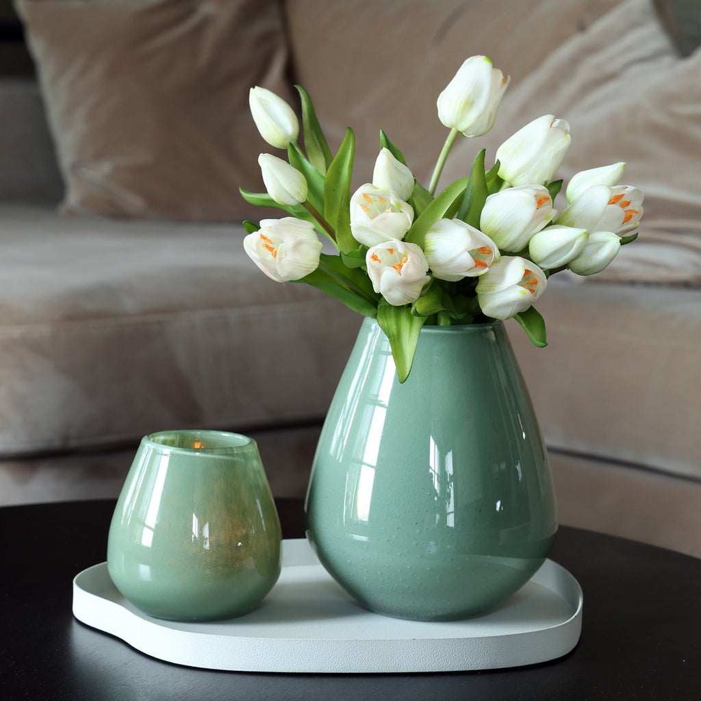 Vase The World waxinelichthouder Tasman Elite XS green, glas, set van 2, Ø12,5 x 11,5 cm