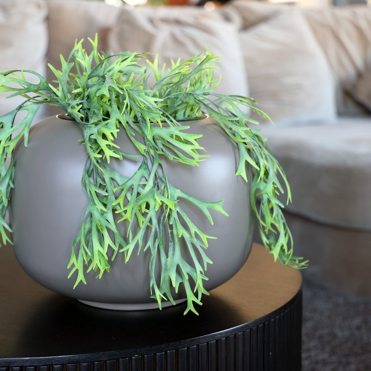 Plantenpot Phuket Taupe, Met Uitneembare Binnenpot, Ø34,5 x H26 cm /of/ Ø45,5 x H34,5 cm, Vase The World