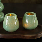 Vase The World waxinelichthouder Tasman Elite XS green, glas, set van 2, Ø12,5 x 11,5 cm