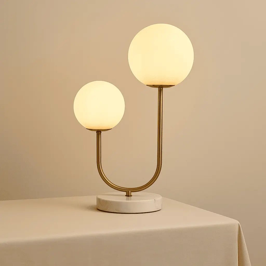 Giorgia marmeren tafellamp met gouden details en 2 lichtpunten, Ø27 x 45 cm