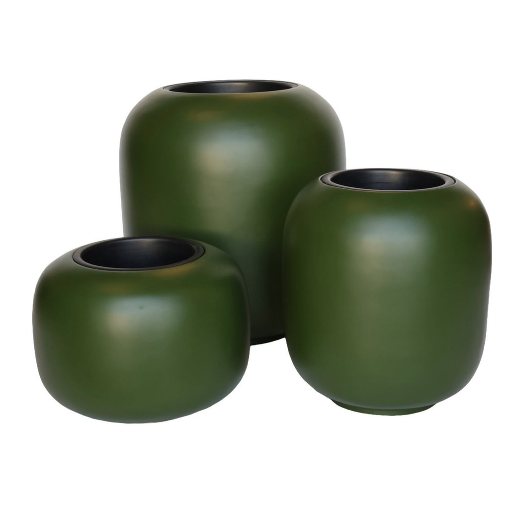 Plantenpot Phuket Green, Met Uitneembare Binnenpot, Ø34,5 x H26 cm /of/ Ø45,5 x H34,5 cm, Vase The World