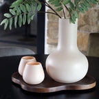 Vase The World waxinelichthouder Tasman XS matte ivory, glas, set van 2, Ø12 x 11,5 cm