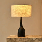 Jacob Zwarte Tafellamp Met Beige Kap, Tavellio