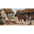 Schilderij Boerderij 40 x 80 cm, In Eikenkleur Houten Lijst