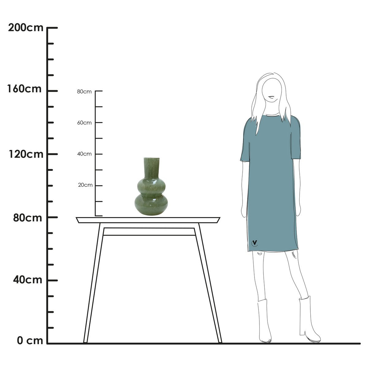 Lindi Elite vaas Ø22 cm, groen glas met luchtbellen, Vase The World