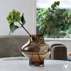 Ruvuma vaas taupe, mondgeblazen glas, Vase The World